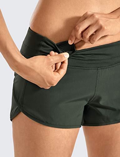 CRZ YOGA Pantalón Corto para Mujer Shorts con Bolsillo Cremallera -6cm Verde Oliva. 42