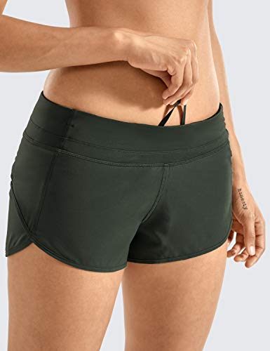 CRZ YOGA Pantalón Corto para Mujer Shorts con Bolsillo Cremallera -6cm Verde Oliva. 42
