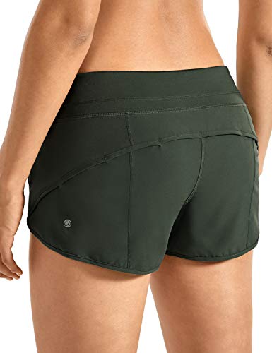 CRZ YOGA Pantalón Corto para Mujer Shorts con Bolsillo Cremallera -6cm Verde Oliva. 42