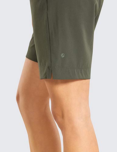 CRZ YOGA Shorts Deportivos de Secado rápido para Mujer Shorts Informales de Entrenamiento con Cintura elástica y Bolsillos Laterales - 22 cm Montaña Verde 40