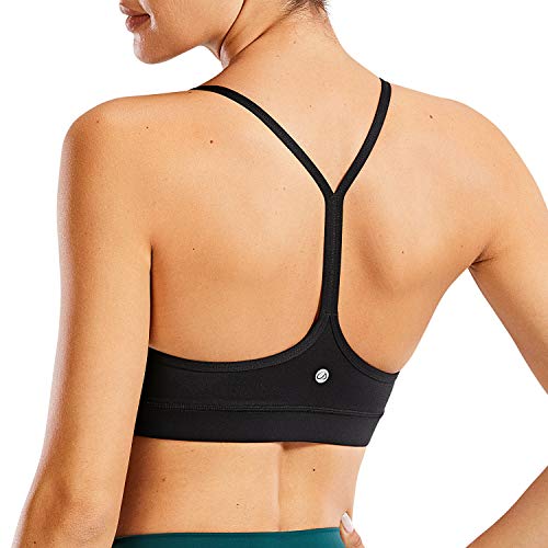 CRZ YOGA Sujetador Deportivo para Mujer Sujetador de Fitness Yoga sin Aros con Relleno Negro S