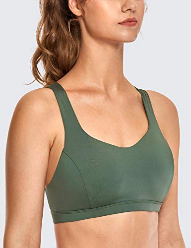 CRZ YOGA Sujetador Deportivo para Mujer Sujetador de Yoga con Tiras con Relleno Extraíble Selva Verde XS