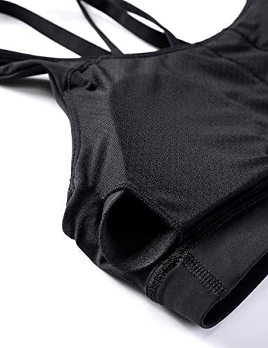 CRZ YOGA - Sujetador Deportivo Yoga Cruzados Almohadillas Extraíbles para Mujer Negro XS