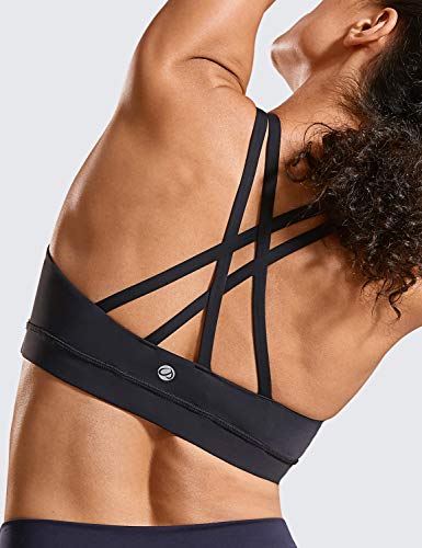 CRZ YOGA - Sujetador Deportivo Yoga Cruzados Almohadillas Extraíbles para Mujer Negro XS