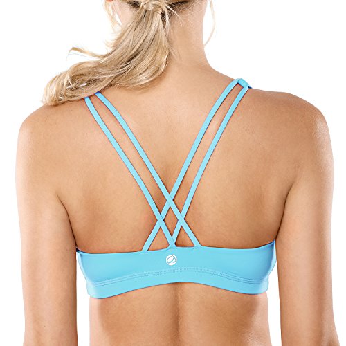 CRZ YOGA - Sujetador Deportivo Yoga Cruzados Espalda Sin Aros para Mujer Azul Claro S