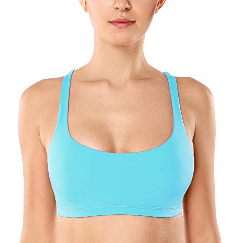 CRZ YOGA - Sujetador Deportivo Yoga Cruzados Espalda Sin Aros para Mujer Azul Claro S