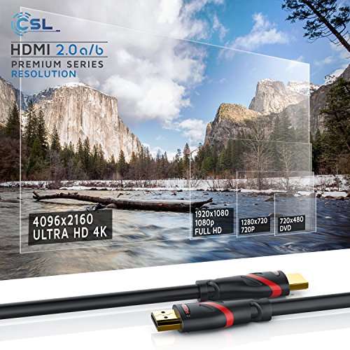 CSL - 2m Cable HDMI - Ultra HD 4k HDMI - Alta Velocidad con Ethernet - Full HD 1080p 4K Ultra HD 2160p 3D ARC y CEC - Cable de blindaje Triple - blindaje de Conector y contactos
