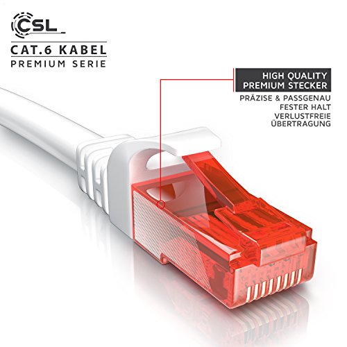 CSL - 7,5m Cable de Red Gigabit Ethernet LAN Cat.6 RJ45-10 100 1000Mbit s - Cable de conexión a Red - UTP - Compatible con Cat.5 Cat.5e Cat.7