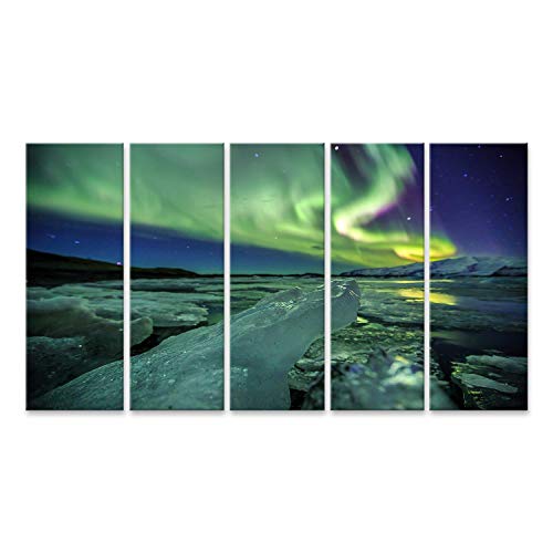 Cuadro en Lienzo Auroral en la Laguna Glacial Jokulsarlon en Islandia Cuadros Modernos Decoracion Impresión Salon Cuadro en Lienzo Auroral en la Laguna Glacial Jokulsarlon en Islandia Cuadros Modernos Decoracion Impresión Salon