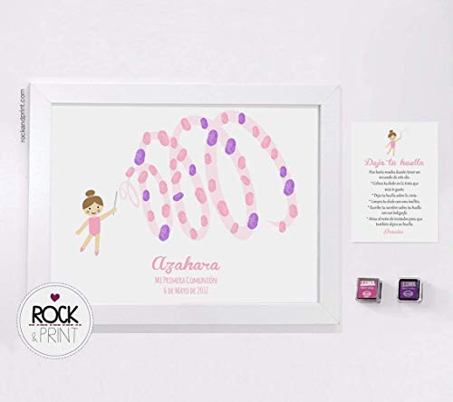 Cuadro huellas Comunión Gimnasta. Personaliza equipo, pelo y ojos. Incluye marco y tintas a elegir. Original árbol de huellas. Recuerdo de invitados. Niña gimnasia rítmica Cuadro huellas Comunión Gimnasta. Personaliza equipo, pelo y ojos. Incluye marco y tintas a elegir. Original árbol de huellas. Recuerdo de invitados. Niña gimnasia rítmica