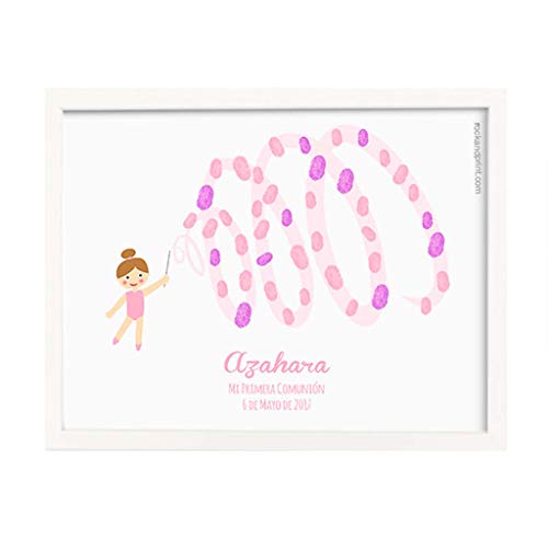 Cuadro huellas Comunión Gimnasta. Personaliza equipo, pelo y ojos. Incluye marco y tintas a elegir. Original árbol de huellas. Recuerdo de invitados. Niña gimnasia rítmica Cuadro huellas Comunión Gimnasta. Personaliza equipo, pelo y ojos. Incluye marco y tintas a elegir. Original árbol de huellas. Recuerdo de invitados. Niña gimnasia rítmica