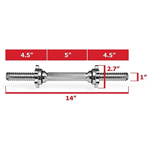 Cuasting - 2 mancuernas con rosca estándar de 14 pulgadas, asas de barra de mancuernas ajustables para placa de peso estándar de 2,54 cm