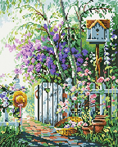 Cubierta completa Diamond con marco de madera, juego de pintura, 40 x 50, diamante, pintura, bordado a mano, manualidades, mosaicos, piedras, flores, cesta, casa en el río