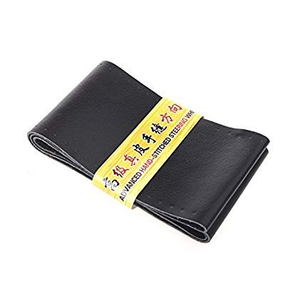 Cubierta funda volante para coche universal de cuero negro microfibra 37-38cm diámetro con aguja e hilo