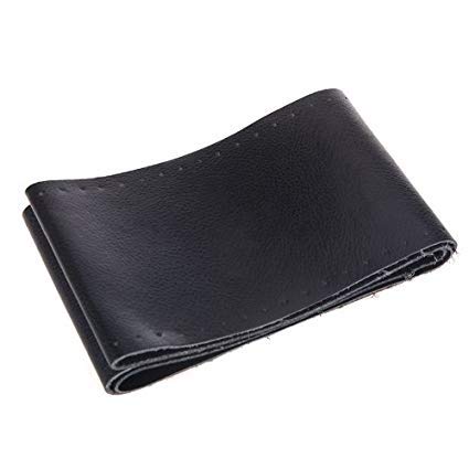 Cubierta funda volante para coche universal de cuero negro microfibra 37-38cm diámetro con aguja e hilo