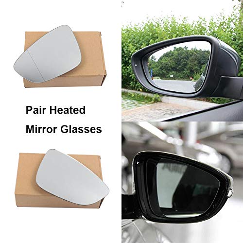 Cubiertas de repuesto para espejo Climatizada delantero izquierdo Lado derecho retrovisor espejo de ala de cristal Fit for VW Eos CC Scirocco Jetta MK6 Passat B7 Escarabajo Europea alta Versión Ala co