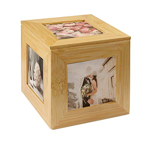 Cubo de la foto de bambú | Cuadro de cuadro de imagen | Caja de fotos | Caja de recuerdo de madera | Marco de fotos | Caja decorativa | M&W