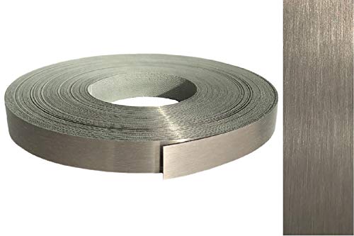 Cubrecantos ABS, 22 mm x 10 m, con adhesivo termofusible, en acero inoxidable VA auténtico cepillado