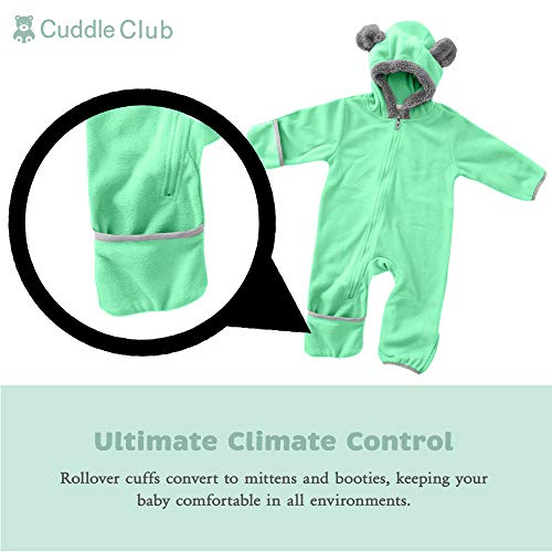 Cuddle Club Mono Polar Bebé para Recién Nacidos a Niños 4 Años - Pijamas Infantiles Chaqueta de Invierno Abrigo Polar Niño Mono de Niños - BearGreen6-12m