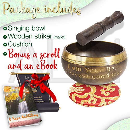 Cuenco Tibetano para Meditación - Con mazo y cojín de seda - Con eBook de 6 Meditaciones básicas - Hecho a Mano en Nepal - Regalo Zen Cuenco Tibetano para Meditación - Con mazo y cojín de seda - Con eBook de 6 Meditaciones básicas - Hecho a Mano en Nepal - Regalo Zen