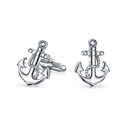 Cuerda De Anclaje Náuticas Navegante Sailor Shirt Gemelos para Hombres Atrás con Bisagras De Acero Metal Tono Plata