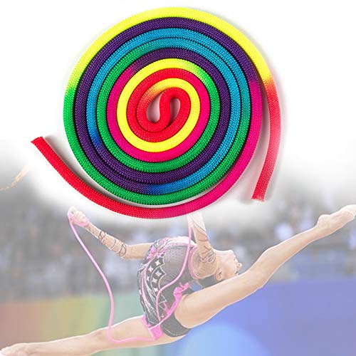 Cuerda de gimnasia color arco iris, cuerda de gimnasia rítmica, competición deportiva, formación artística, cuerda de saltar