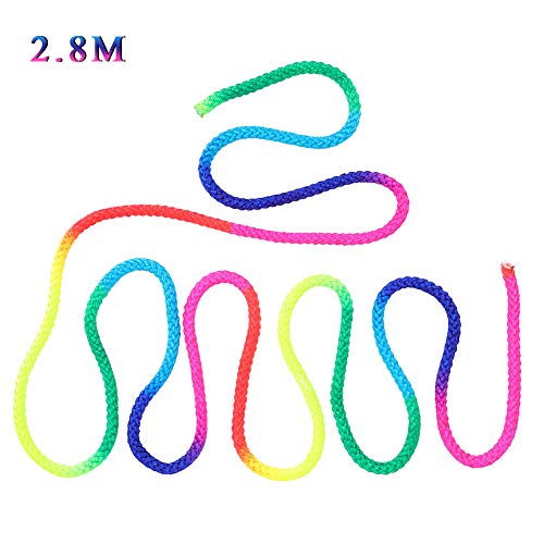 Cuerda de gimnasia, cuerdas para saltar con color arcoíris, utilizada para la competencia oficial de cuerda de gimnasia rítmica, entrenamiento deportivo, entrenamiento de cuerda artística,110 pulgadas