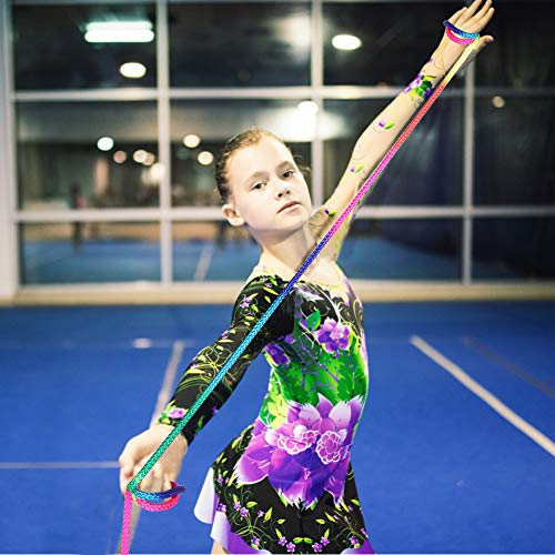 Cuerda de gimnasia, cuerdas para saltar con color arcoíris, utilizada para la competencia oficial de cuerda de gimnasia rítmica, entrenamiento deportivo, entrenamiento de cuerda artística,110 pulgadas