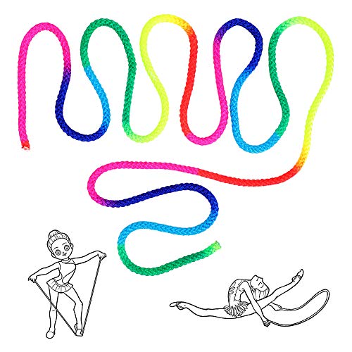 Cuerda de gimnasia, cuerdas para saltar con color arcoíris, utilizada para la competencia oficial de cuerda de gimnasia rítmica, entrenamiento deportivo, entrenamiento de cuerda artística,110 pulgadas Cuerda de gimnasia, cuerdas para saltar con color arcoíris, utilizada para la competencia oficial de cuerda de gimnasia rítmica, entrenamiento deportivo, entrenamiento de cuerda artística,110 pulgadas