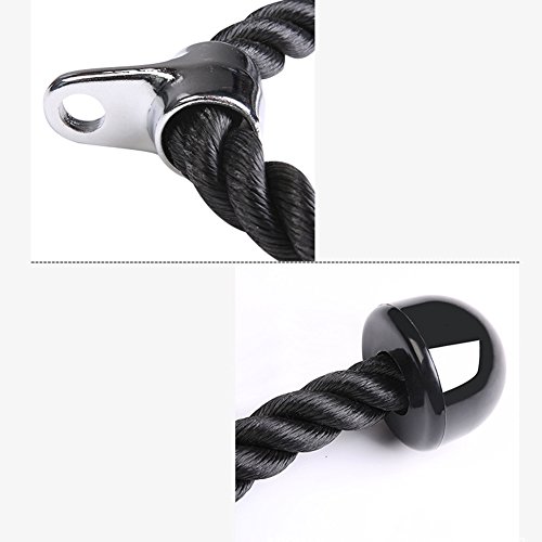 Cuerda de nailon duradera para tríceps, cuerda de entrenamiento de tríceps resistente con gancho de acero para gimnasio y hogar, accesorio negro para máquina de ejercicios de 68 cm Cuerda de nailon duradera para tríceps, cuerda de entrenamiento de tríceps resistente con gancho de acero para gimnasio y hogar, accesorio negro para máquina de ejercicios de 68 cm