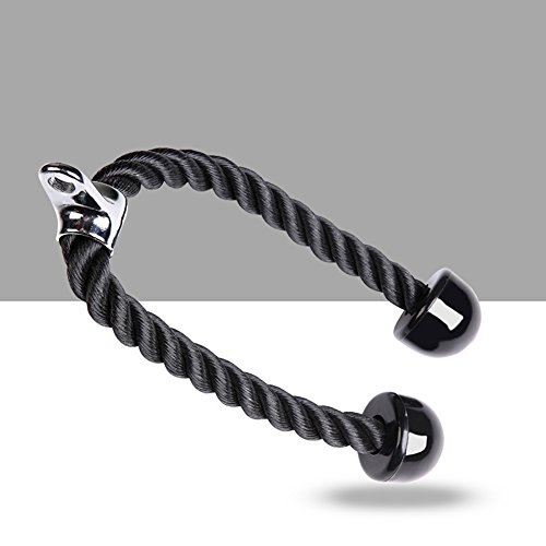 Cuerda de nailon duradera para tríceps, cuerda de entrenamiento de tríceps resistente con gancho de acero para gimnasio y hogar, accesorio negro para máquina de ejercicios de 68 cm Cuerda de nailon duradera para tríceps, cuerda de entrenamiento de tríceps resistente con gancho de acero para gimnasio y hogar, accesorio negro para máquina de ejercicios de 68 cm