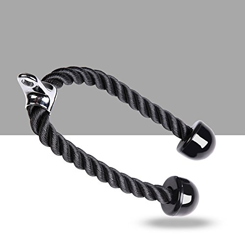 Cuerda de nailon duradera para tríceps, cuerda de entrenamiento de tríceps resistente con gancho de acero para gimnasio y hogar, accesorio negro para máquina de ejercicios de 68 cm