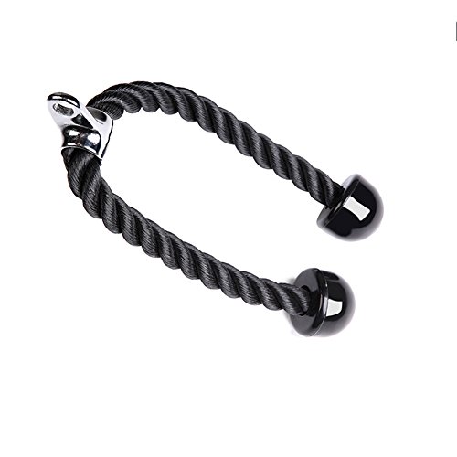 Cuerda de nailon duradera para tríceps, cuerda de entrenamiento de tríceps resistente con gancho de acero para gimnasio y hogar, accesorio negro para máquina de ejercicios de 68 cm