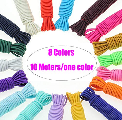 Cuerda Elastica Liuer Bandas Elastica Redondos Cintas Elásticas para Costura Y Manualidades DIY Cordon Cordón Goma para Elástico de Cuerda Tela para Coser Ropa Hogar y Cocina(87,5 Yardas/ 80 m)