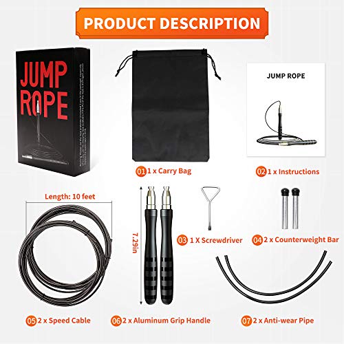 Cuerda para Saltar 3M Comba Saltar Crossfit Alta Velocidad con Longitud Ajustable y 360°Rodillos Rodamientos Ligeros,Asa Antideslizante para Hombre Mujer Fitness Boxeo MMA HIIT Quema Grasa (SKPRB2) Cuerda para Saltar 3M Comba Saltar Crossfit Alta Velocidad con Longitud Ajustable y 360°Rodillos Rodamientos Ligeros,Asa Antideslizante para Hombre Mujer Fitness Boxeo MMA HIIT Quema Grasa (SKPRB2)
