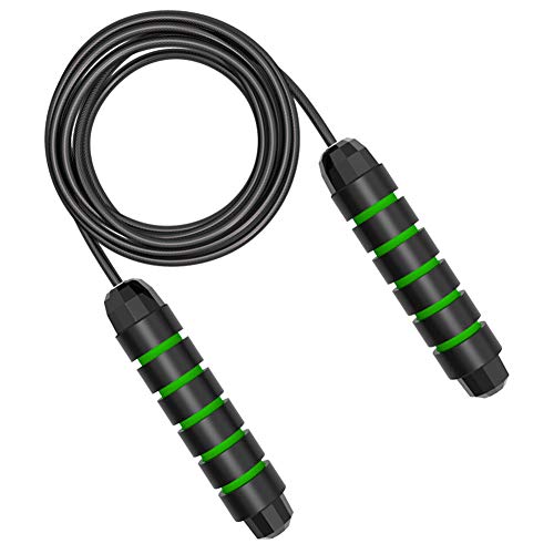 Cuerda Para Saltar Fitness,Ajustable De Adultos Sin Enredos Deportes Profesionales Saltar La Cuerda,Verde Antideslizante Mango Ponderada De Rodamientos De Bolas,Para Quemar Grasa Crossfit Aerobic,Box