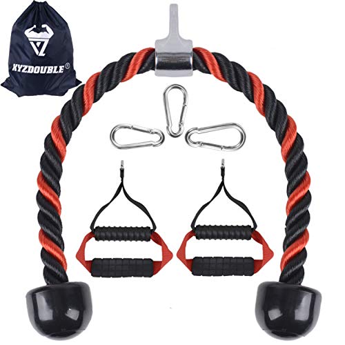 Cuerda Triceps Cuerda Para Empujar y Tirar Hacia Abajo de TríCeps Para Multi-Gimnasio y 2x Multifuncional, Cable de Agarre Potente Con Gancho de Seguridad,Combinaciones de Entrenamiento de Fuerza