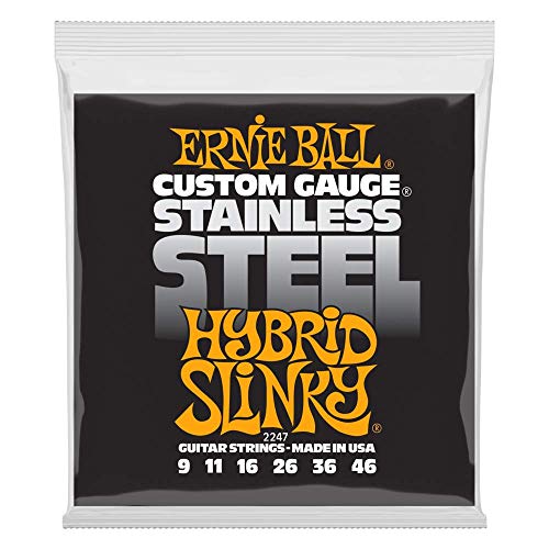 Cuerdas de guitarra eléctrica hiladas de acero inoxidable Slinky Ernie Ball Hybrid - 9-46 Gauge