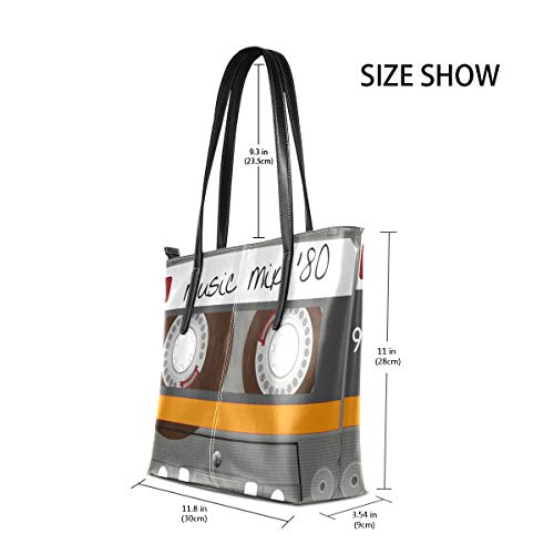 Cuero Nota de la música Cinta de cassette Bolsos Correa de peso ligero Bolsos de hombro de pastor Bolsa de asas Monedero Compras para mujeres Niñas Damas Estudiantes Cuero Nota de la música Cinta de cassette Bolsos Correa de peso ligero Bolsos de hombro de pastor Bolsa de asas Monedero Compras para mujeres Niñas Damas Estudiantes