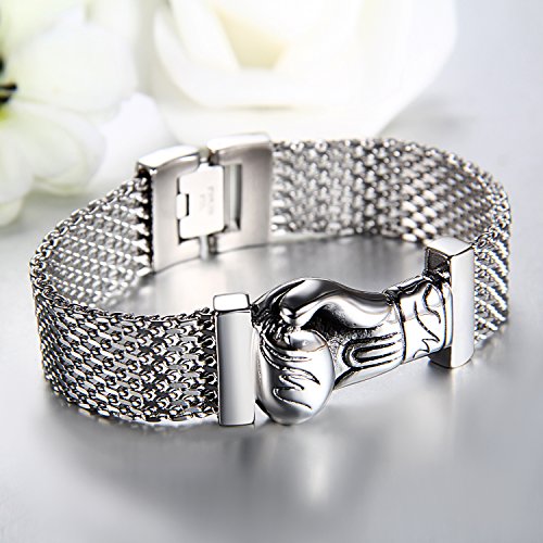 Cupimatch Pulsera Guantes de Boxeo Acero Inoxidable Cadena de Red Pulsera Hombre Brazalete Hombre Joyería de Moda Hipoalergénico Cupimatch Pulsera Guantes de Boxeo Acero Inoxidable Cadena de Red Pulsera Hombre Brazalete Hombre Joyería de Moda Hipoalergénico