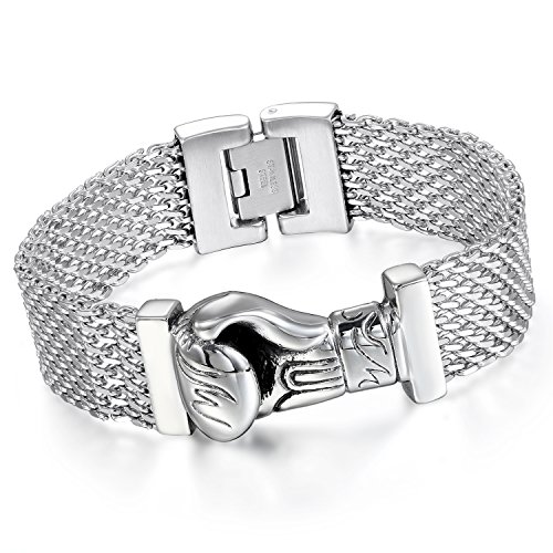 Cupimatch Pulsera Guantes de Boxeo Acero Inoxidable Cadena de Red Pulsera Hombre Brazalete Hombre Joyería de Moda Hipoalergénico Cupimatch Pulsera Guantes de Boxeo Acero Inoxidable Cadena de Red Pulsera Hombre Brazalete Hombre Joyería de Moda Hipoalergénico