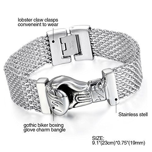 Cupimatch Pulsera Guantes de Boxeo Acero Inoxidable Cadena de Red Pulsera Hombre Brazalete Hombre Joyería de Moda Hipoalergénico Cupimatch Pulsera Guantes de Boxeo Acero Inoxidable Cadena de Red Pulsera Hombre Brazalete Hombre Joyería de Moda Hipoalergénico