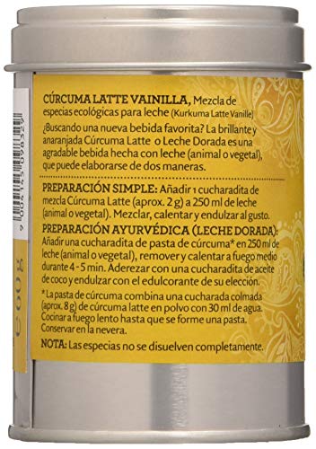 Cúrcuma Latte con Vainilla bio lata Sonnetor, 60 g