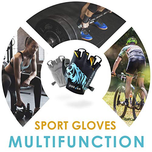 CURVAN - Guantes Gimnasio Hombre Ciclismo Bicicleta | Acolchados y Transpirables 45g | Guante Musculación Culturismo Ejercicio Levantamiento de Pesas Entrenamiento Fitness Crossfit Halterofilia (M)