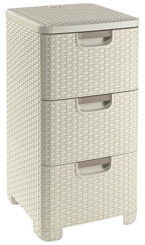 Curver - Cajonera Style de 3 Cajones 14L, Patas, Color Blanco Curver - Cajonera Style de 3 Cajones 14L, Patas, Color Blanco