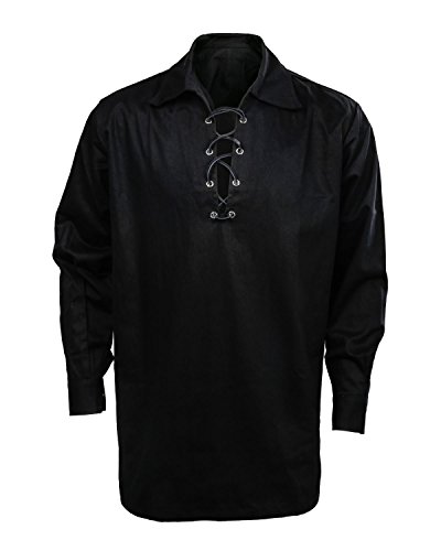 CUSFULL Camisa Escocesa de Hombre Estilo Jacobite Kilt Medieval Manga Larga Disfraz Clasico de Edad Media de Escocia Ropa Vintage