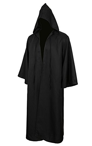CUSFULL Capa con Capucha Capa Disfraz de Caballero Cool Cosplay Disfraz para Traje de Halloween (S, Adulto Negro) CUSFULL Capa con Capucha Capa Disfraz de Caballero Cool Cosplay Disfraz para Traje de Halloween (S, Adulto Negro)