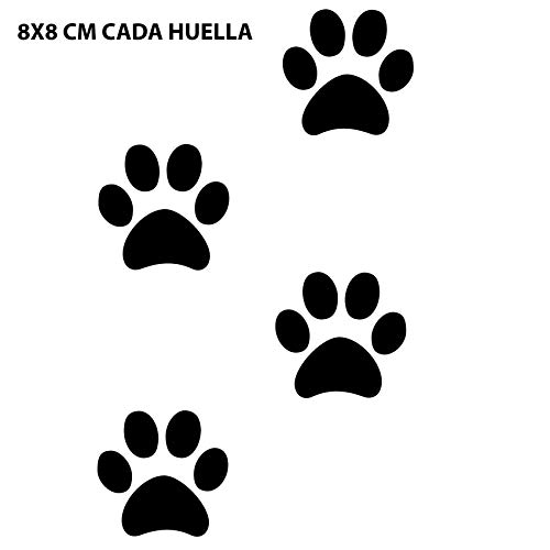Custom Vinyl Pegatinas de Vinilo Huellas de Perro 8 Unidades (Negro)