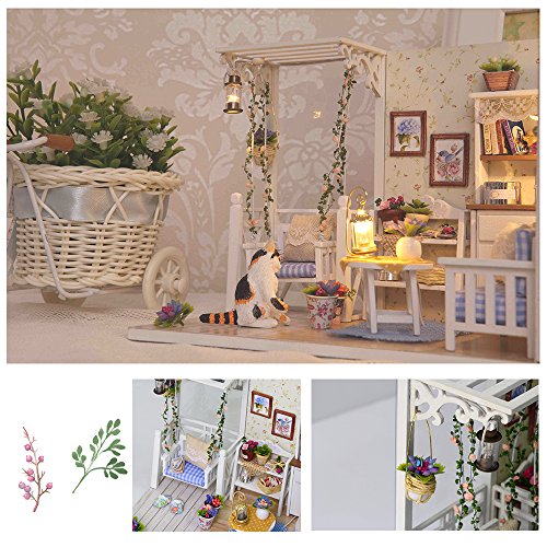 CUTEBEE Miniatura de la casa de muñecas con Muebles, Equipo de casa de muñecas de Madera DIY, más Resistente al Polvo y el Movimiento de música CUTEBEE Miniatura de la casa de muñecas con Muebles, Equipo de casa de muñecas de Madera DIY, más Resistente al Polvo y el Movimiento de música