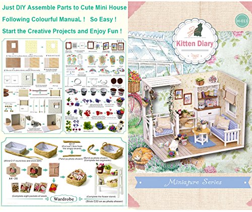 CUTEBEE Miniatura de la casa de muñecas con Muebles, Equipo de casa de muñecas de Madera DIY, más Resistente al Polvo y el Movimiento de música CUTEBEE Miniatura de la casa de muñecas con Muebles, Equipo de casa de muñecas de Madera DIY, más Resistente al Polvo y el Movimiento de música